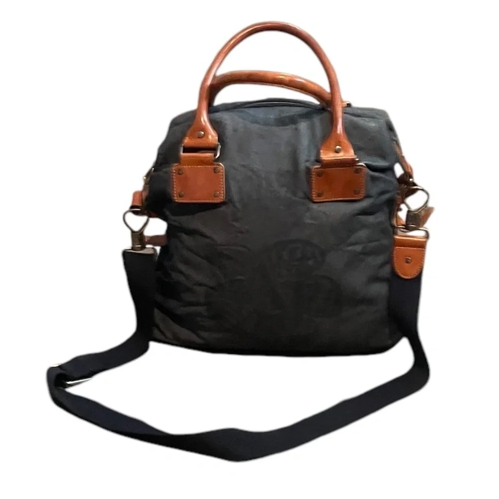Armani Exchange Distressed leather-trimmed Denim Tote Bag‎